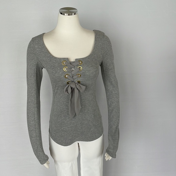 NWT Free People Knit Ribbon Tie Top Small - Picture 2 of 10